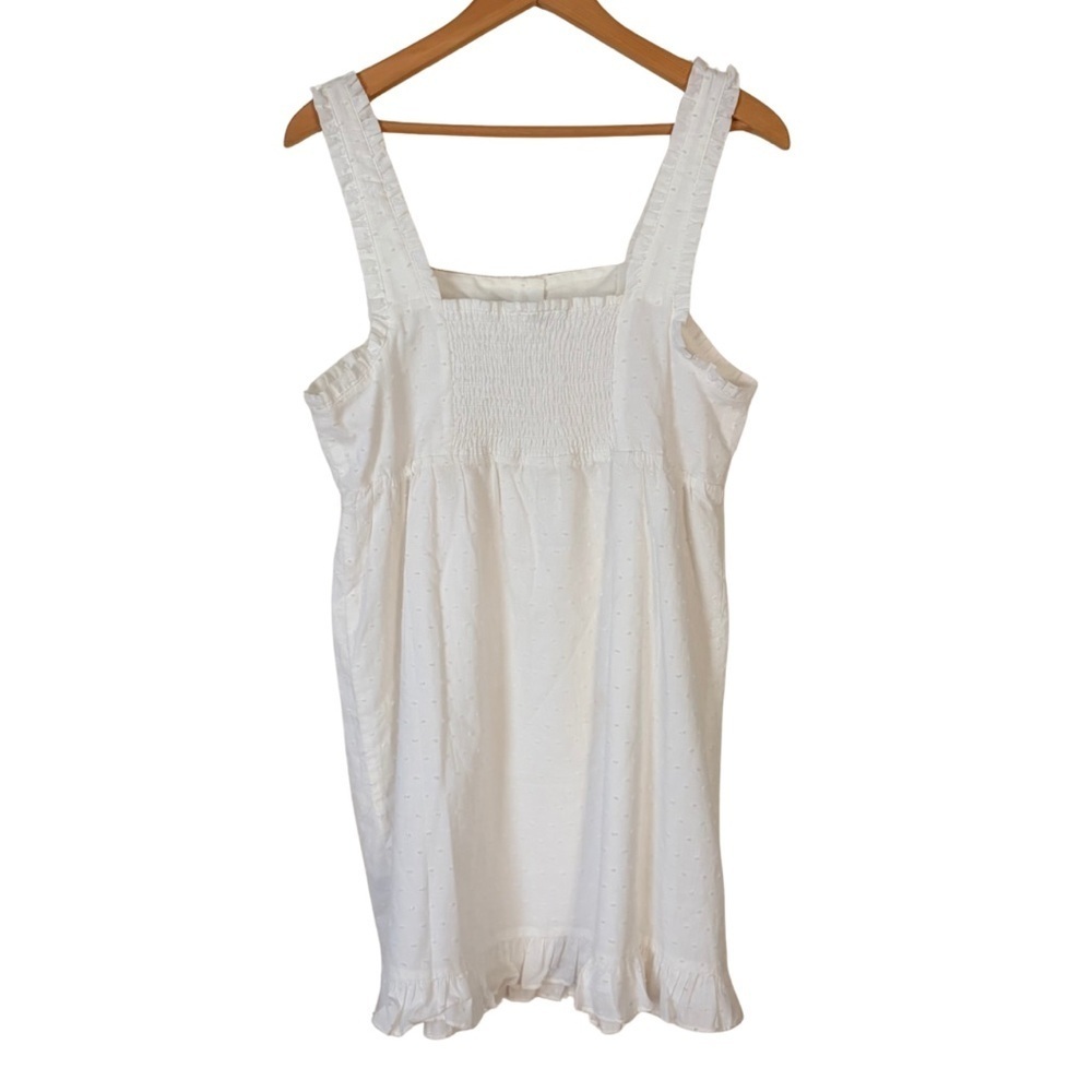 Abound Prairie Pintuck Button Square Neck White Mini Dress, Medium - Picture 3 of 14